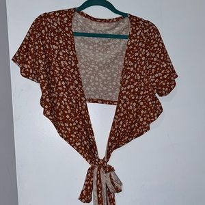 Multicolor Casual Floral Tie Back Wrap V neck
Short Regular Sleeve Crop Slim Fit